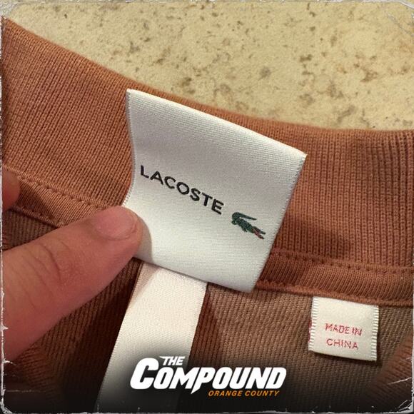 Supreme x Lacoste - SS18 Velour Polo Tee - Light Maroon - Medium - Used - Picture 5 of 7